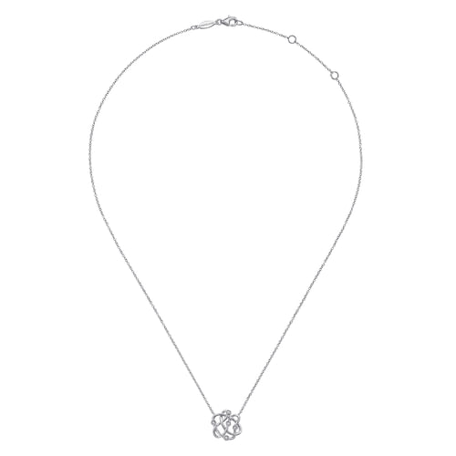 Sterling Silver Twisted Knot Diamond Pendant Necklace