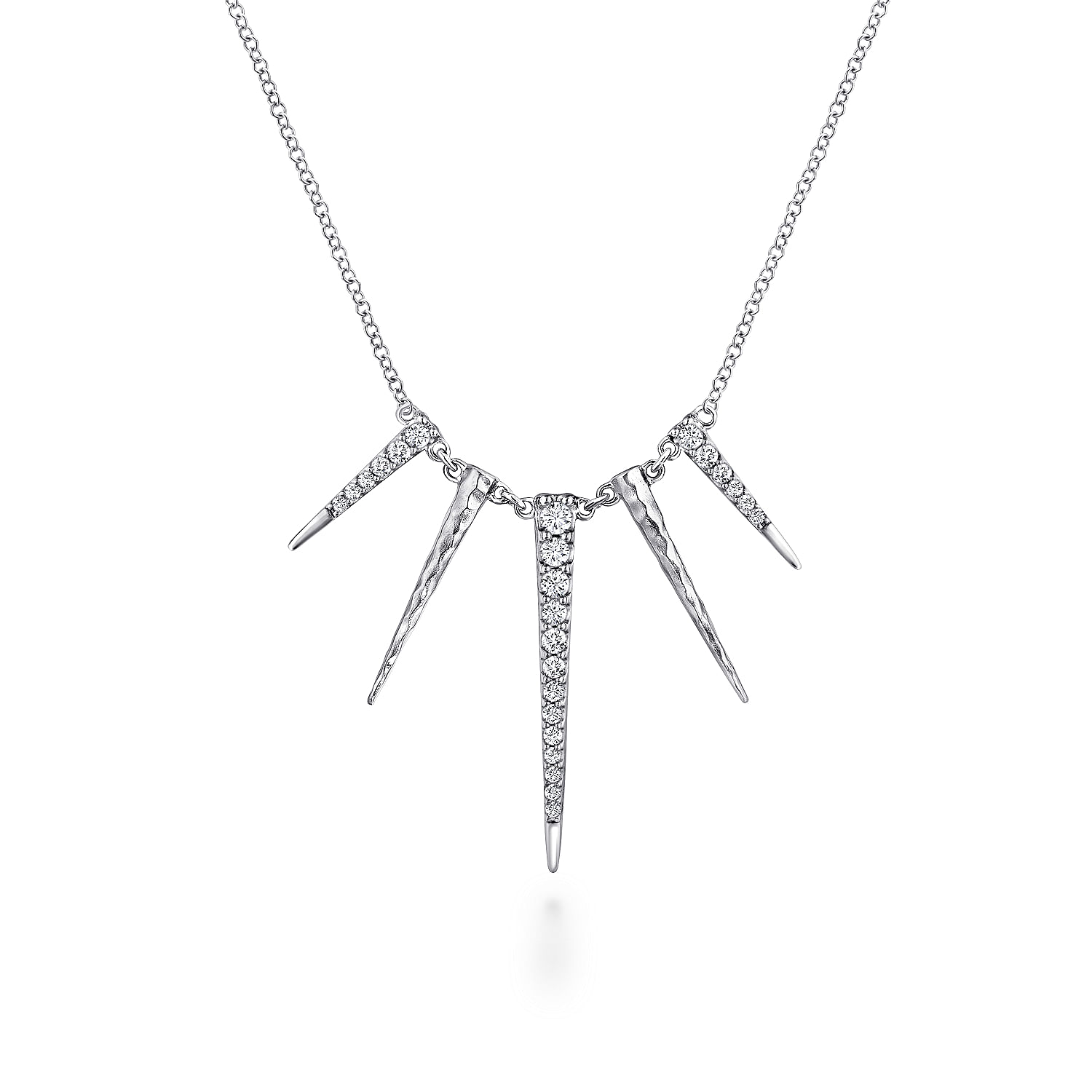 Sterling Silver White Sapphire Multi Spike Necklace