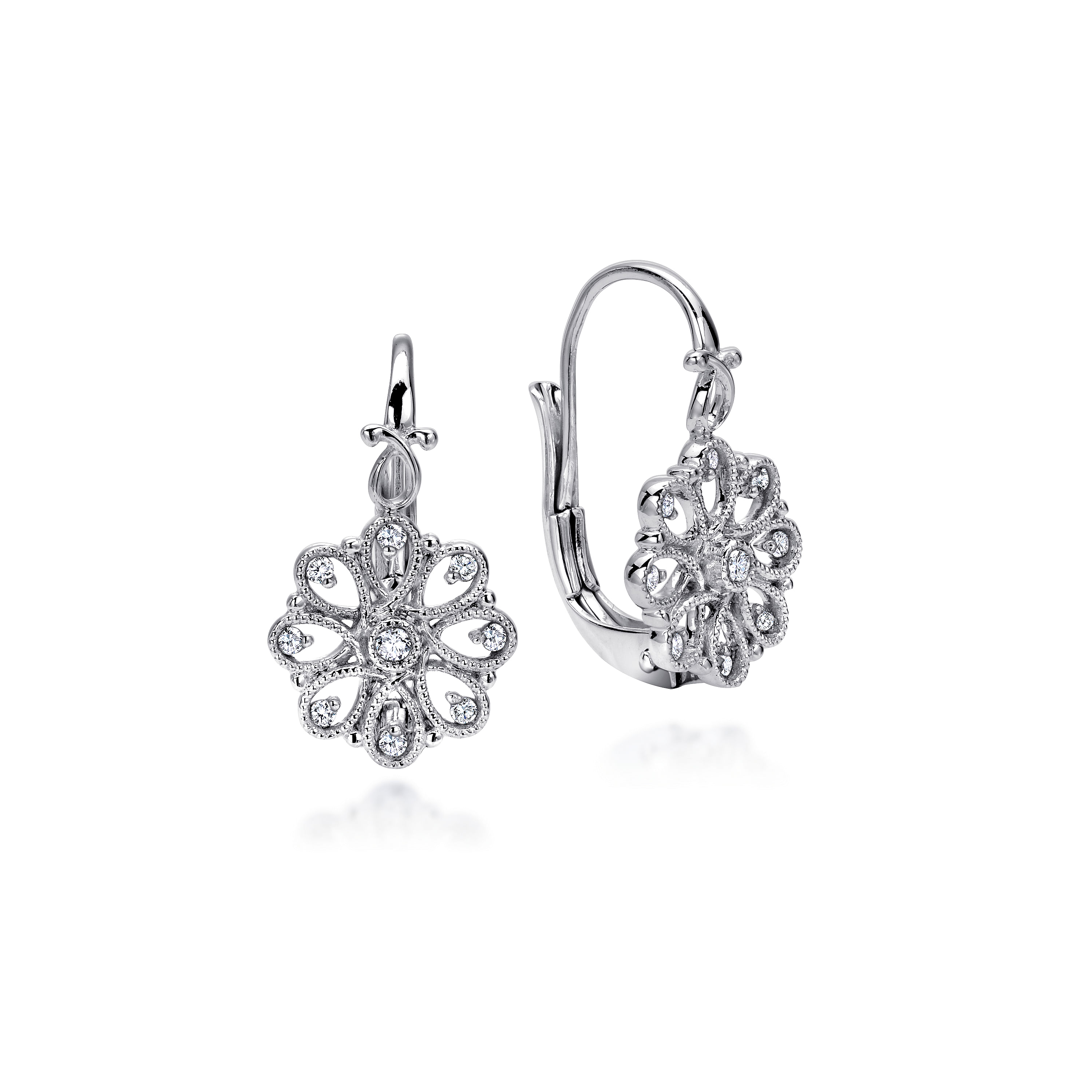 Sterling Silver White Sapphire Vintage Inspired Drop Earrings