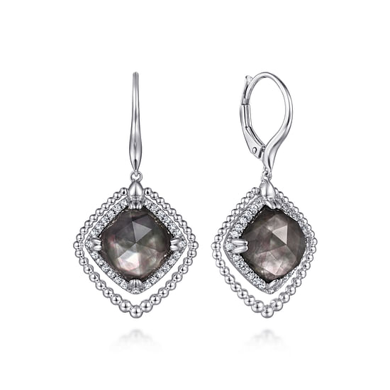 Gabriel - Sterling Silver White Sapphire and Rock Crystal/Black MOP Drop Earrings