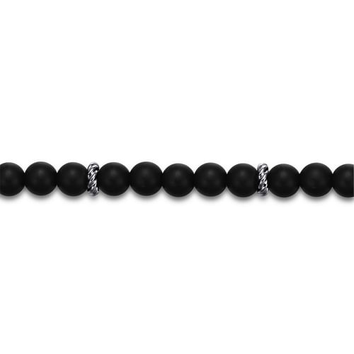 Sterling Silver and 6mm Matte Onyx Beaded Bracelet