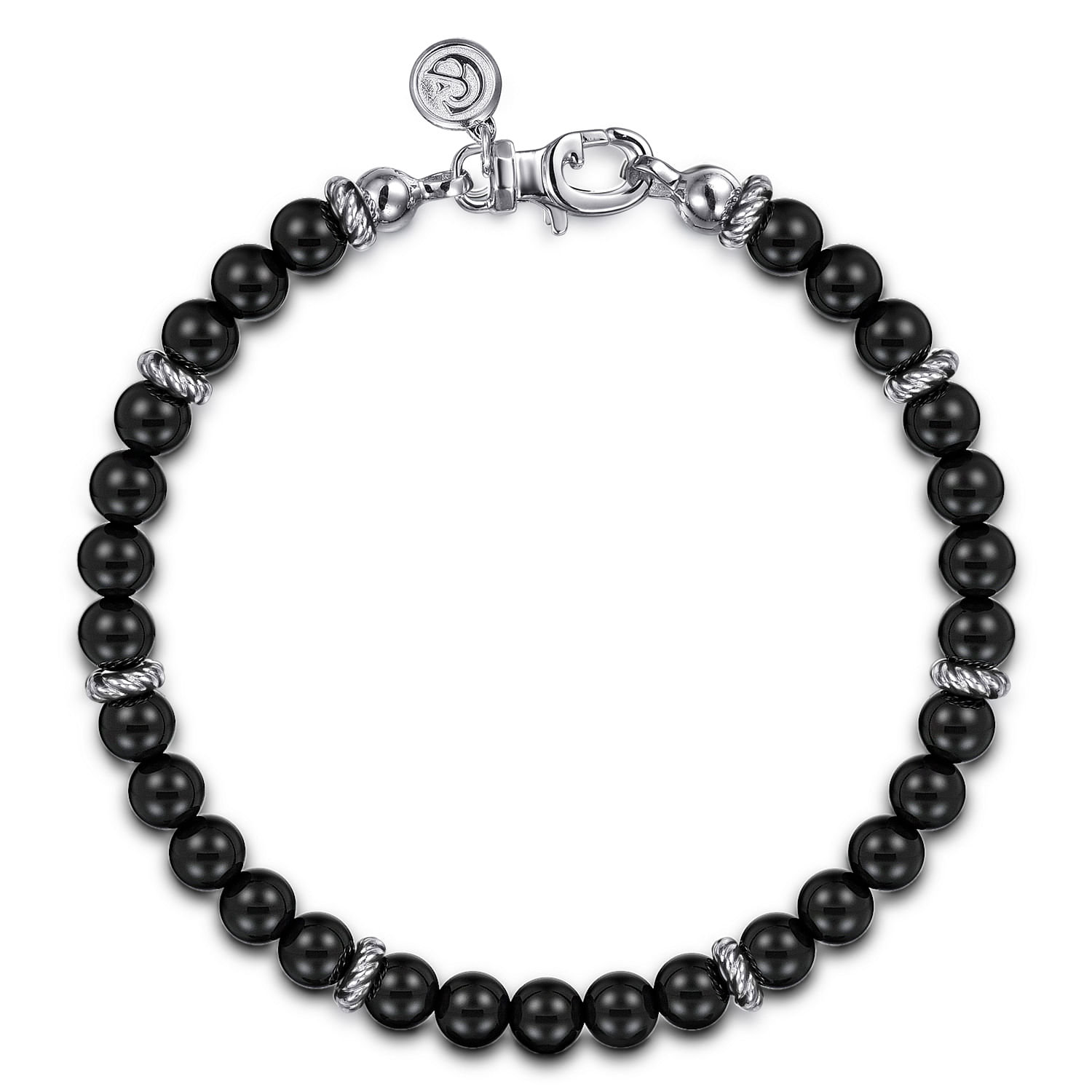 Sterling Silver and 6mm Onyx Beaded Bracelet