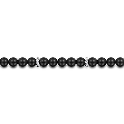 Sterling Silver and 6mm Onyx Beaded Bracelet