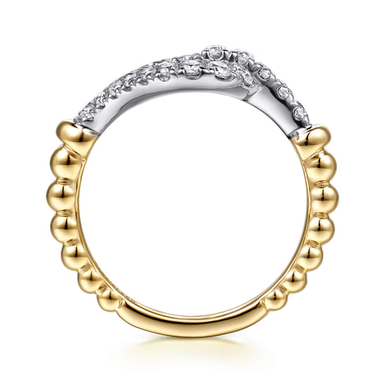 Stirrup Ring 14K White and Yellow Gold Diamond 0.5ct Bujukan angle 2