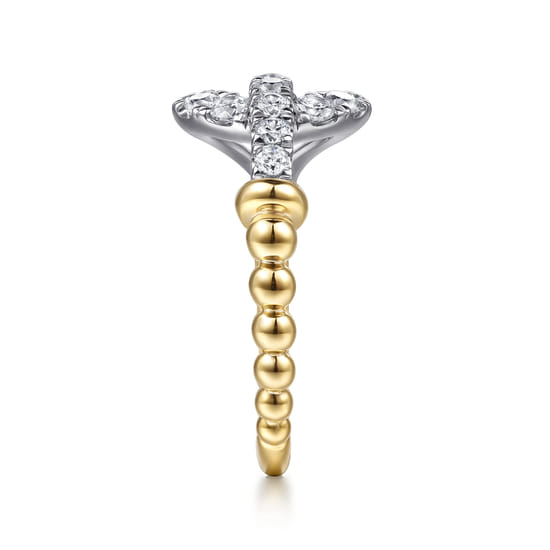 Stirrup Ring 14K White and Yellow Gold Diamond 0.5ct Bujukan angle 4