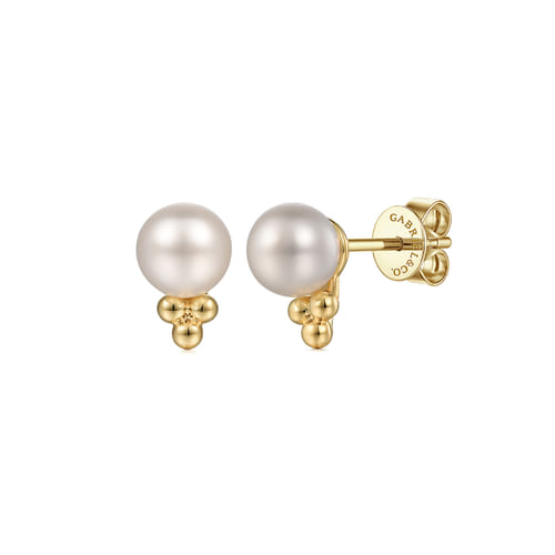 Stud Earrings 14K Yellow Gold Pearl Bujukan Stud Earrings 14K Yellow Gold Pearl Bujukan