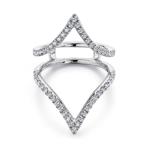 Triangular 14K White Gold French Pavé Set Diamond Ring Enhancer