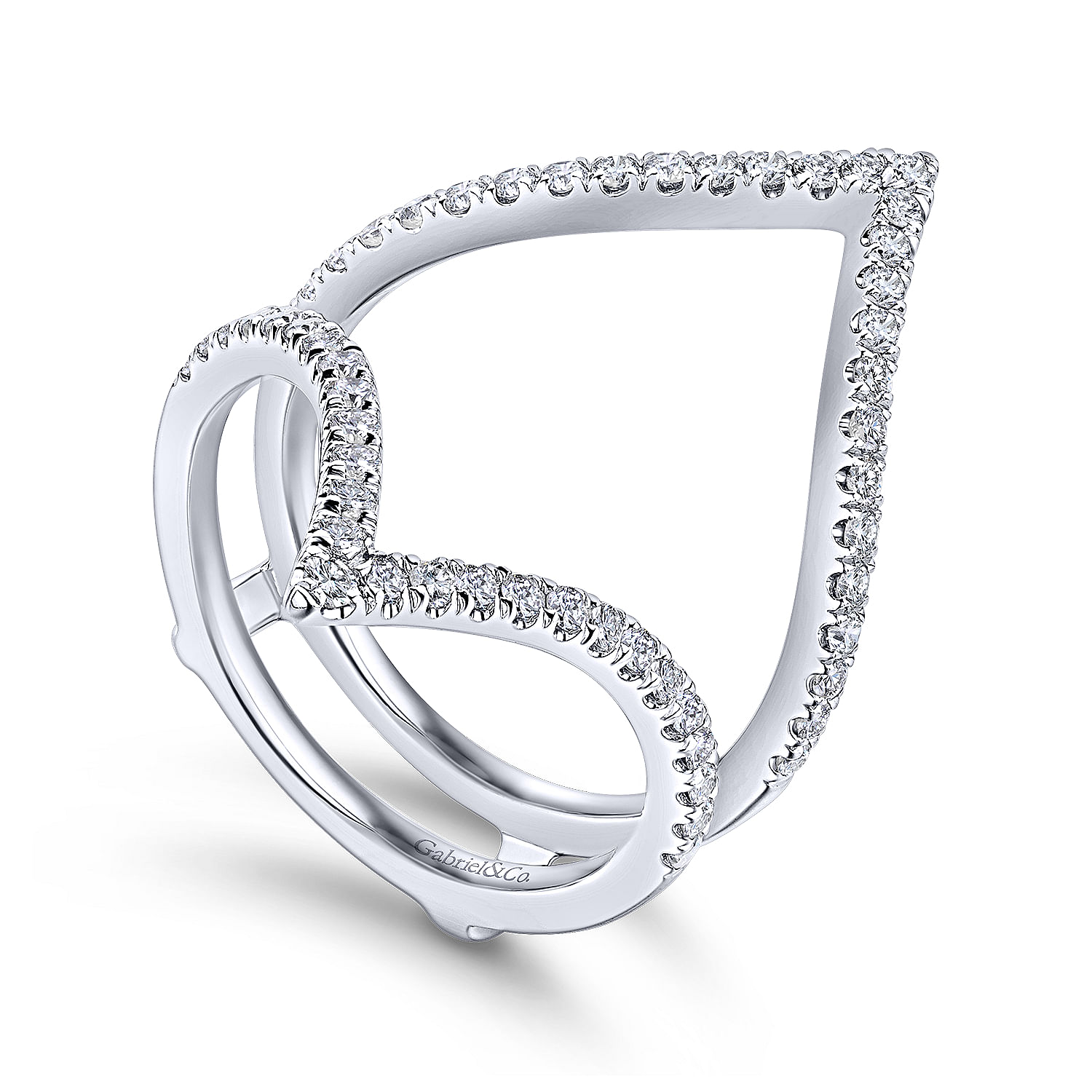 Triangular 14K White Gold French Pavé Set Diamond Ring Enhancer