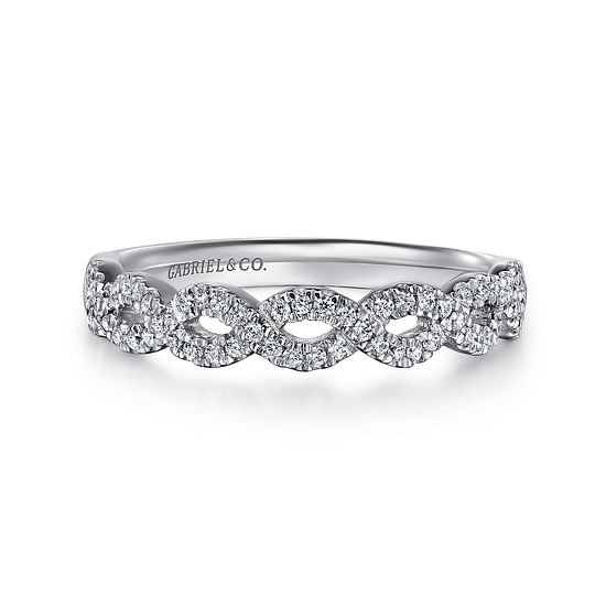 Gabriel - Twisted-14K White Gold Twisted Diamond Anniversary Band