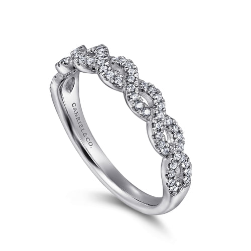 Twisted-14K White Gold Twisted Diamond Anniversary Band