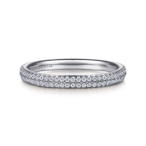 Two Row 14K White Gold Micro Pavé Diamond Anniversary Band