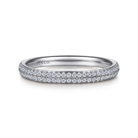 Gabriel - Two Row 14K White Gold Micro Pavé Diamond Anniversary Band