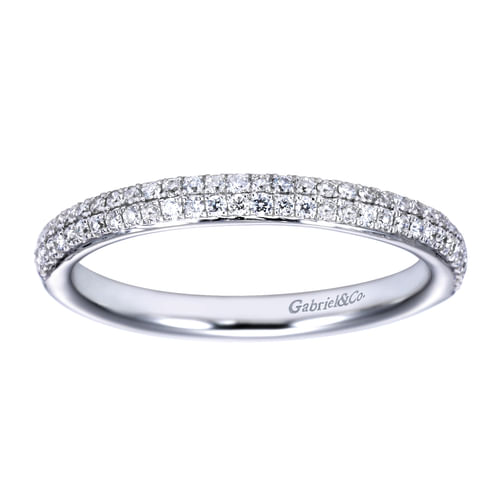 Two Row 14K White Gold Micro Pavé Diamond Anniversary Band