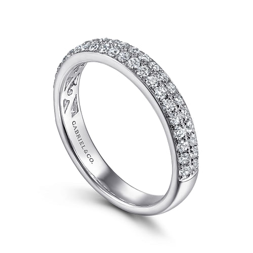 Two Row 14K White Gold Micro Pavé Diamond Anniversary Band