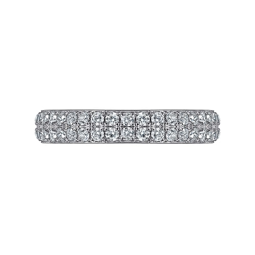 Two Row 14K White Gold Micro Pavé Diamond Anniversary Band