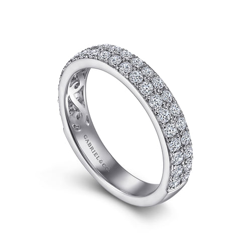 Two Row 14K White Gold Micro Pavé Diamond Anniversary Band