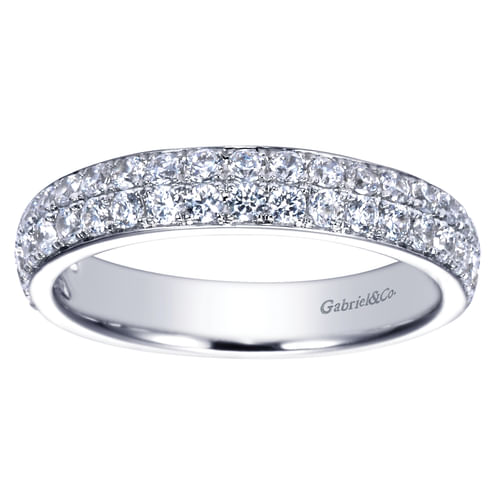Two Row 14K White Gold Micro Pavé Diamond Anniversary Band