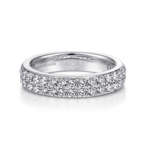Two Row 14K White Gold Micro Pavé Diamond Anniversary Band