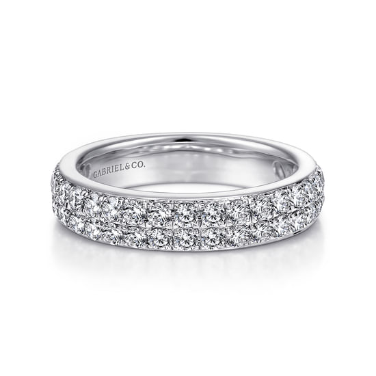 Gabriel - Two Row 14K White Gold Micro Pavé Diamond Anniversary Band