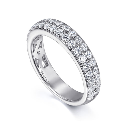 Two Row 14K White Gold Micro Pavé Diamond Anniversary Band