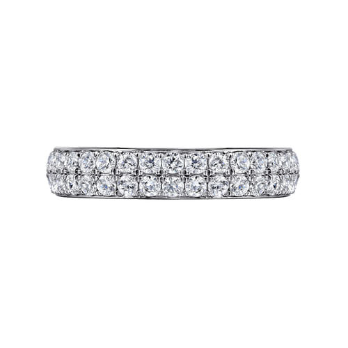 Two Row 14K White Gold Micro Pavé Diamond Anniversary Band