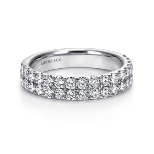 Two Row 14K White Gold Micro Pavé Diamond Anniversary Band