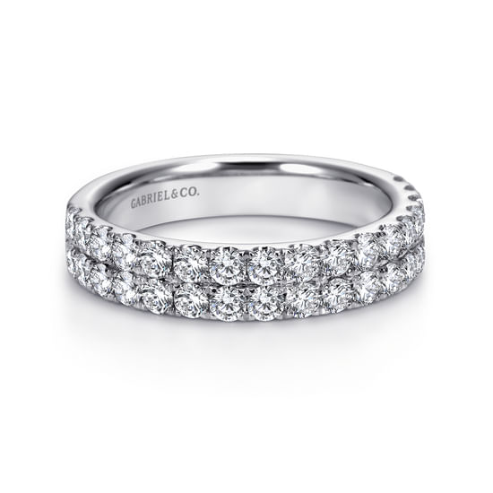 Gabriel - Two Row 14K White Gold Micro Pavé Diamond Anniversary Band