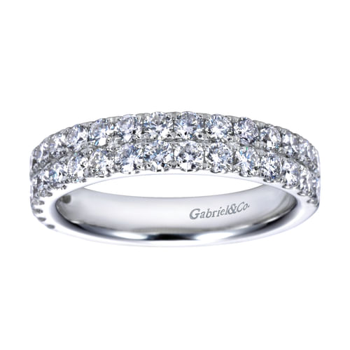 Two Row 14K White Gold Micro Pavé Diamond Anniversary Band