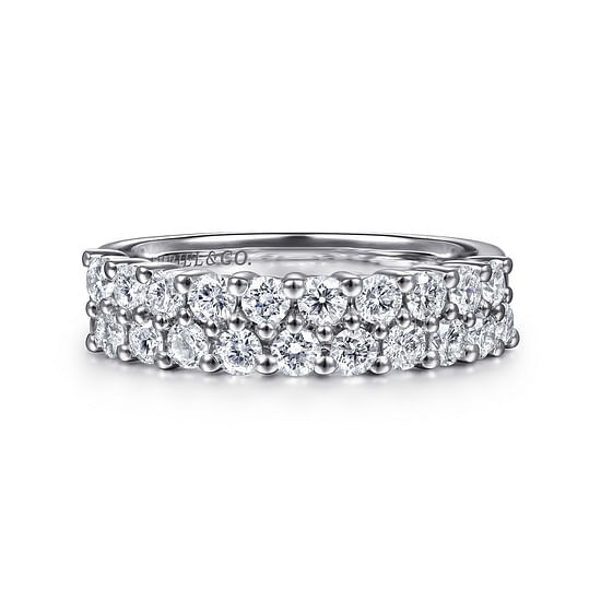 Gabriel - Two Row 14K White Gold Prong Set Diamond Anniversary Band