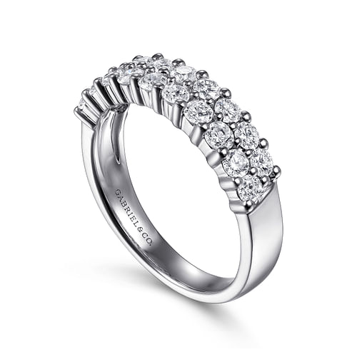 Two Row 14K White Gold Prong Set Diamond Anniversary Band