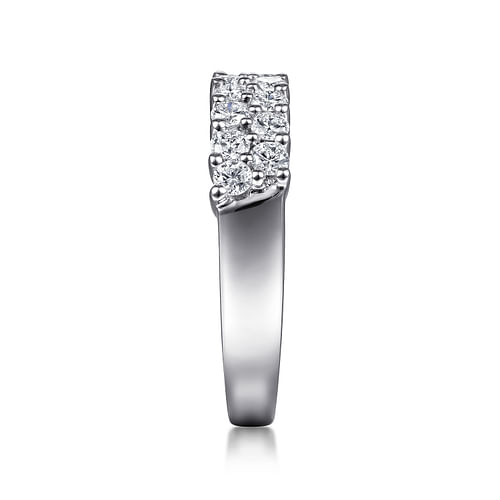 Two Row 14K White Gold Prong Set Diamond Anniversary Band