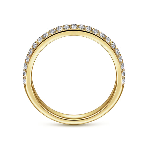 Two Row 14K Yellow Gold Micro Pavé Diamond Anniversary Band