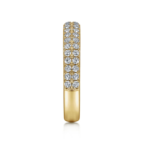 Two Row 14K Yellow Gold Micro Pavé Diamond Anniversary Band