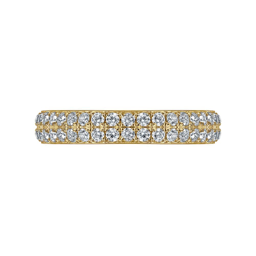 Two Row 14K Yellow Gold Micro Pavé Diamond Anniversary Band