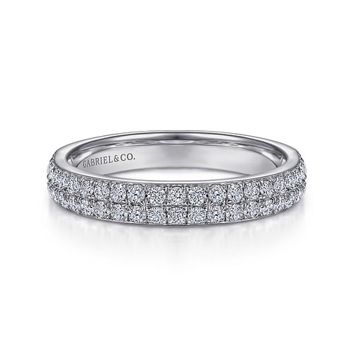 Two Row Platinum Micro Pavé Diamond Anniversary Band