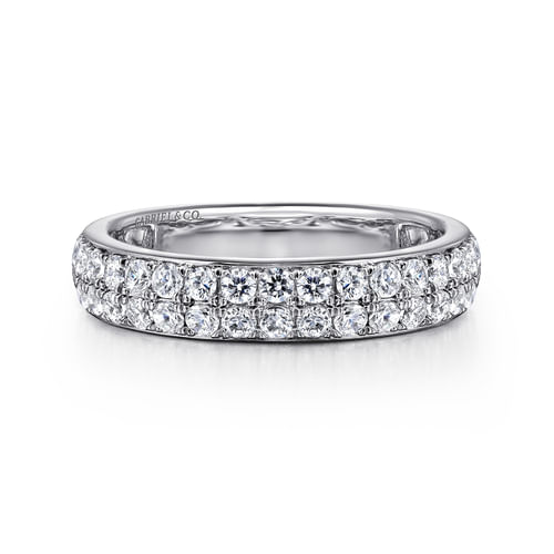 Two Row Platinum Micro Pavé Diamond Anniversary Band
