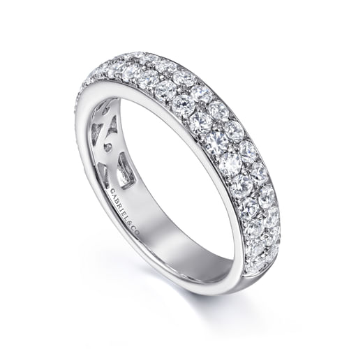 Two Row Platinum Micro Pavé Diamond Anniversary Band