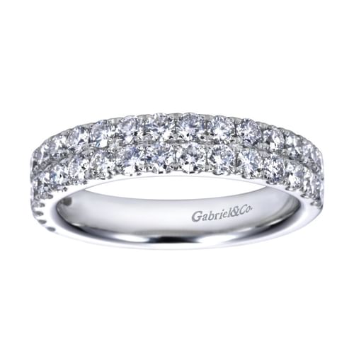 Two Row Platinum Micro Pavé Diamond Anniversary Band