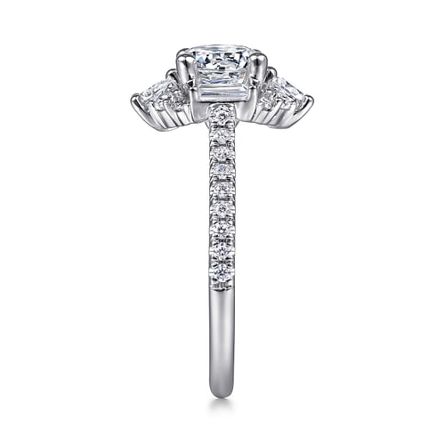 Unique 14K White Gold Art Deco Halo Diamond Channel Set Engagement Ring