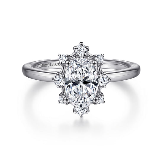Gabriel - Unique 14K White Gold Halo Diamond Engagement Ring