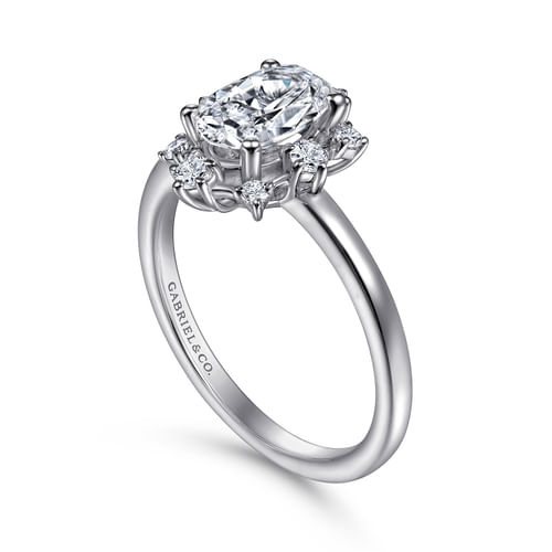 Unique 14K White Gold Halo Diamond Engagement Ring