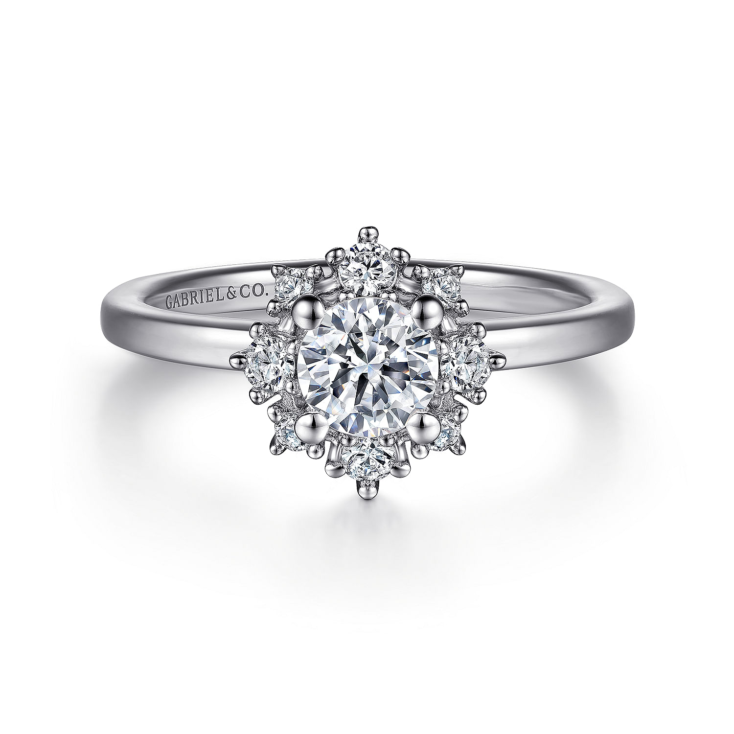 Gabriel - Unique 14K White Gold Halo Diamond Engagement Ring