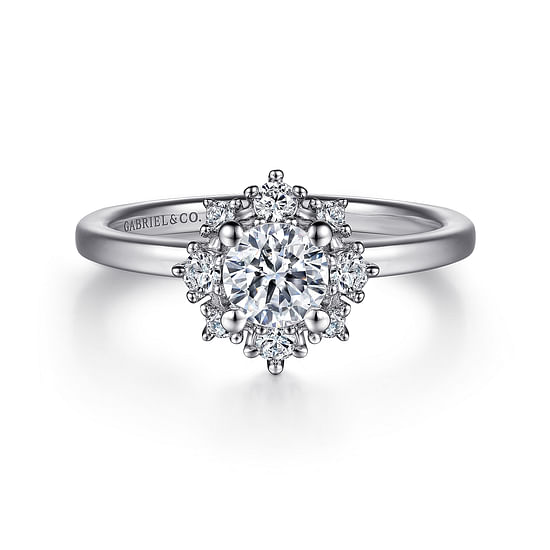 Gabriel - Unique 14K White Gold Halo Diamond Engagement Ring