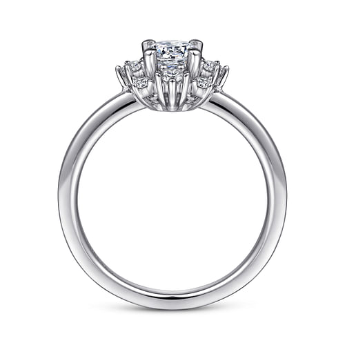 Unique 14K White Gold Halo Diamond Engagement Ring