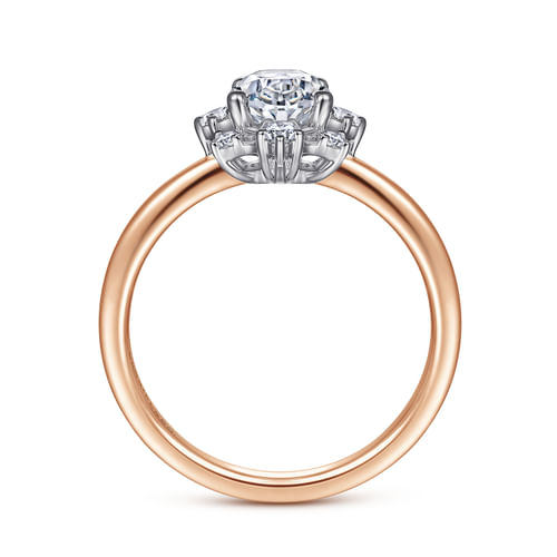Unique 14K White-Rose Gold Halo Diamond Engagement Ring