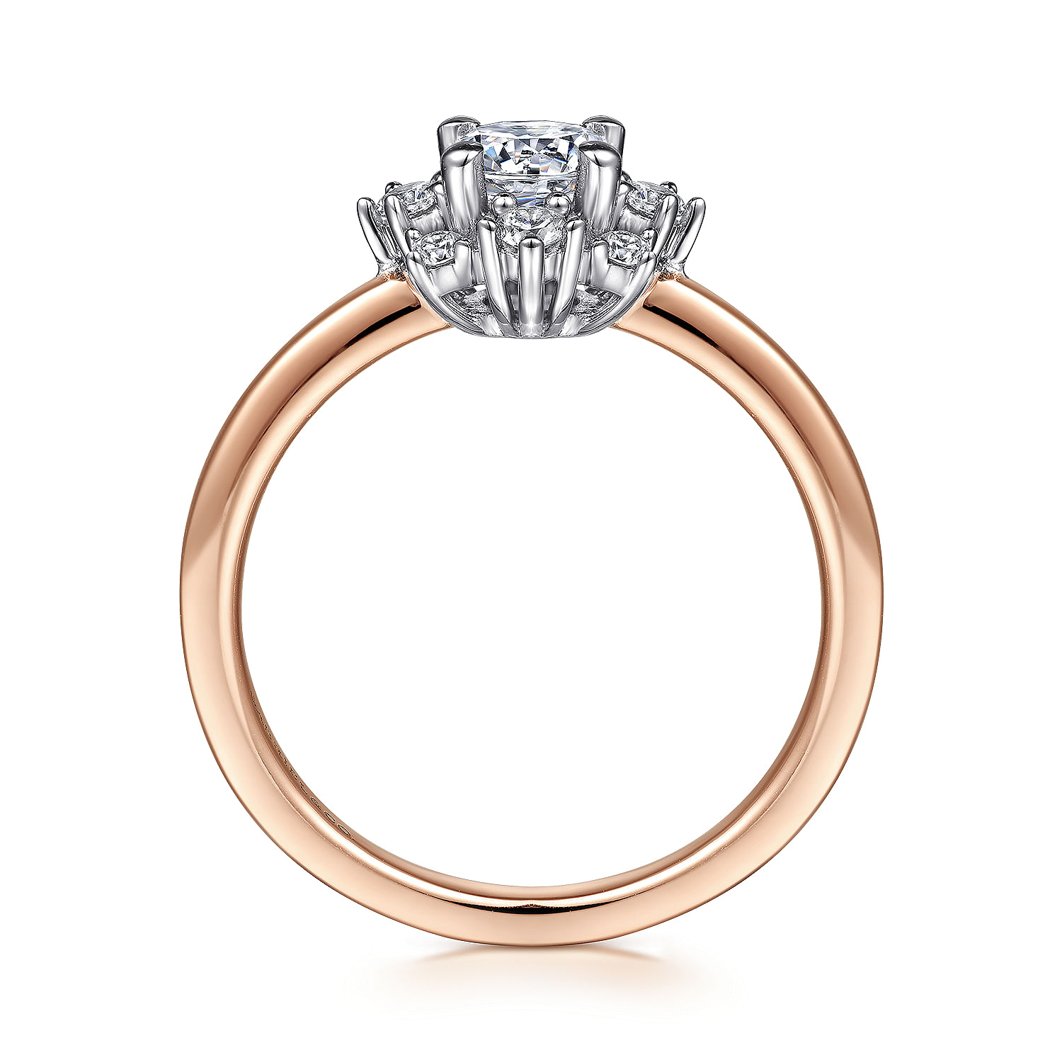 Unique 14K White-Rose Gold Halo Diamond Engagement Ring