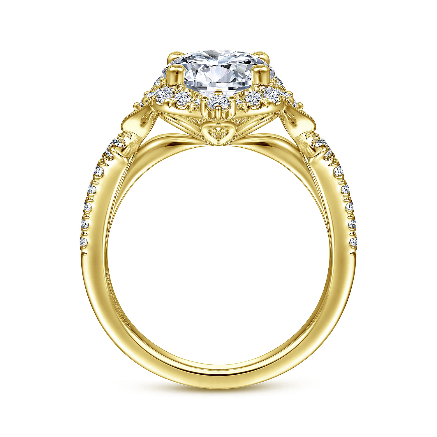 Unique 14K Yellow Gold Vintage Inspired Halo Diamond Engagement Ring