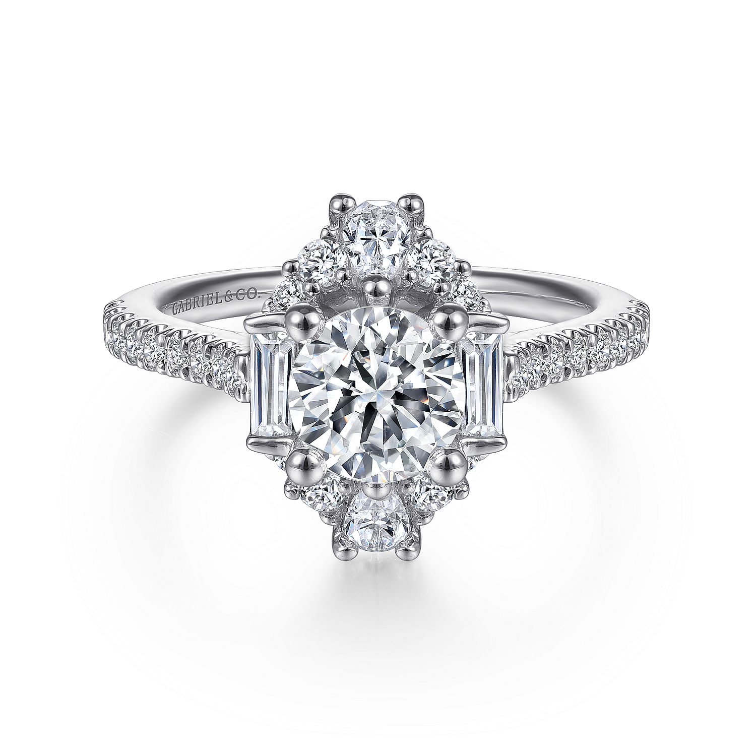 Gabriel - Unique Platinum Art Deco Halo Diamond Engagement Ring