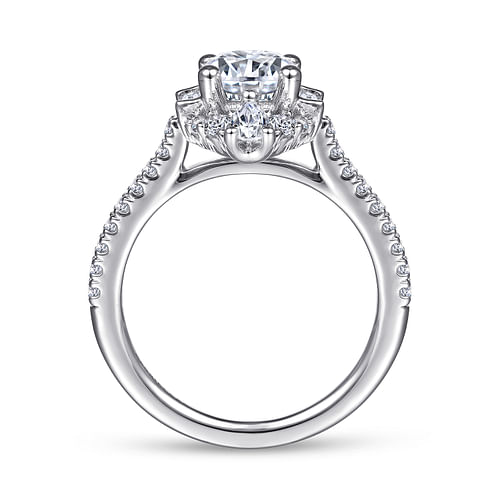 Unique Platinum Art Deco Halo Diamond Engagement Ring