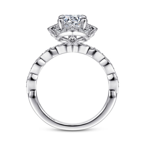 Unique Platinum Art Deco Halo Engagement Ring
